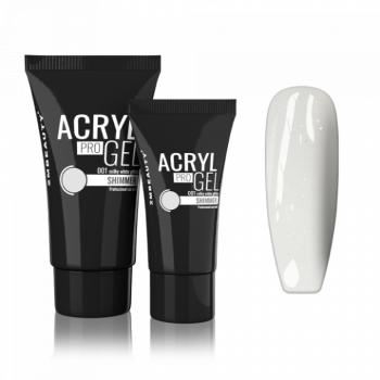 Acryl Pro Gel Shimmer 001 Milky White Glitter - HEMA & TPO Mentes Akrilzselé - Tubusos (30g) kép