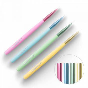 Díszítő Ecset Nail Art M - Színes Kupakkal (Pasztellsárga) kép