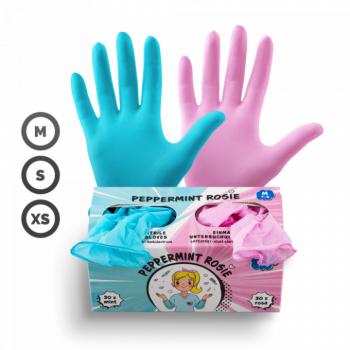 Gumikesztyű - Borsmenta+Rózsaszín - 2in1 (XS, 60db - dobozzal) kép