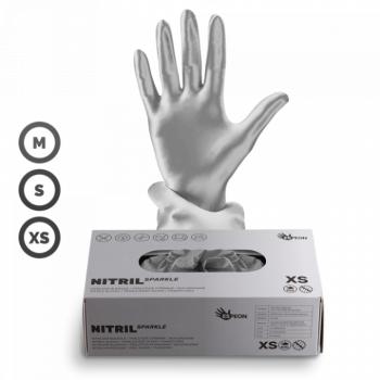 Gumikesztyű - Sparkle Pearlescent Silver / Ezüst (XS, 10 db) kép
