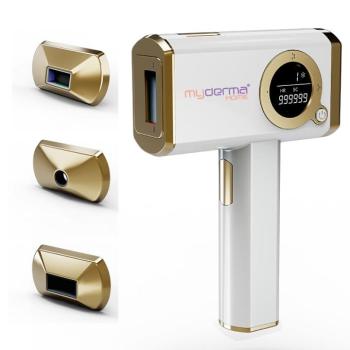 MyDermaHome Glamor 5in1 IPL, korlátlan, 20J, bőrhűtős, Bőrfiatalító, Akne kezelő, Pigmentfolt eltávolító és Értágulat kezelő, Automata villantásokkal, 5 fokozatú szőrtelenítő gép kép