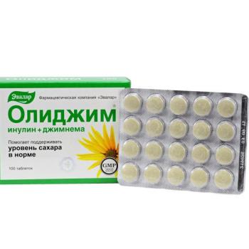 Olidzim - inulin + gimnema - Evalar - 100 tabletta kép