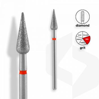 Staleks - Csiszolófej Gyémánt Hegyes Körte 4 mm | 12 mm Piros | Finom FA100R040-12 () kép