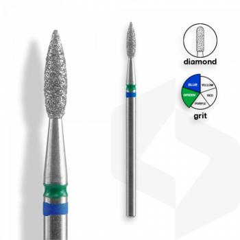STALEKS - Gyémánt Csiszolófej Hegyes Lándzsa DUO 2,1 mm | 8 mm Kék-Zöld | Közepes-Durva FA11BG021-8 () kép