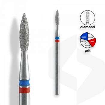 STALEKS - Gyémánt Csiszolófej Hegyes Lándzsa DUO 2,1 mm | 8 mm Piros-Kék | Finom-Közepes FA11RB021-8 () kép