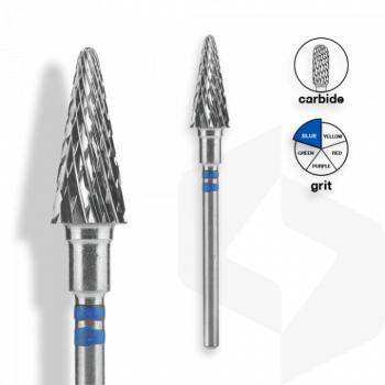 STALEKS - Karbid Csiszolófej Kúp Balkezes 6 mm | 14 mm Kék | Közepes FT73B060-14 () kép