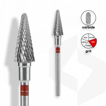 STALEKS - Karbid Csiszolófej Kúp Balkezes 6 mm | 14 mm Piros | Finom FT73R060-14 () kép