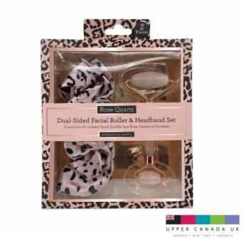 Danielle rózsakvarc arcmasszírozó és leopárd mintás szatén fejpánt kép