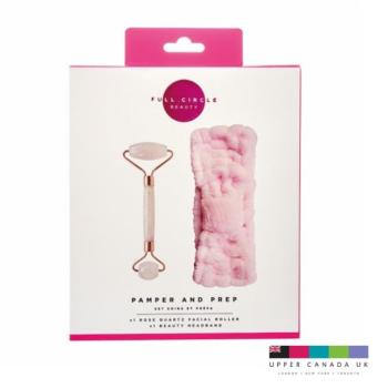FULL CIRCLE Beauty Rózsakvarcból készült arcmasszírozó henger + rózsaszín fejpánt kép