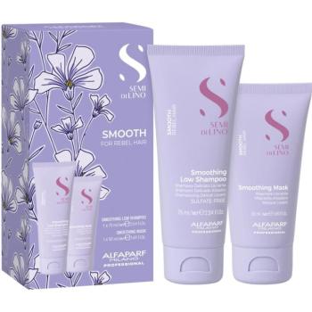 Alfaparf Milano Semi di Lino Smooth Minisize Kit utazó szett kozmetikumokra a rakoncátlan és töredezett hajra kép