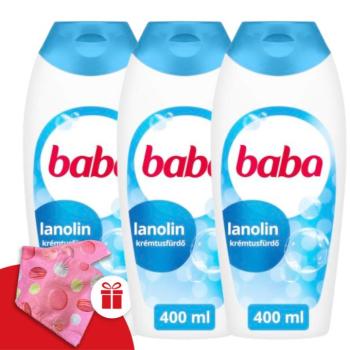 Baba Tusfürdő Lanolinos 3x400ml + Ajándék Baba Hajturbán