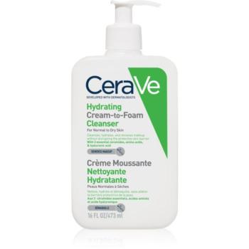 CeraVe Cleansers Hydrating Cream-to-Foam Cleanser tisztító habzó krém normál és száraz bőrre 473 ml kép