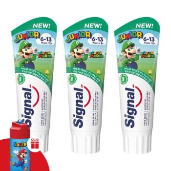 Signal Junior Super Mario enyhe mentás Fogkrém 3x75ml + Ajándék Kulacs kép