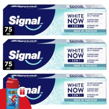 Signal White Now 3in1 Fresh Kiss Fogkrém 3x75ml + Ajándék Kulacs kép