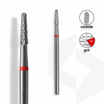 Staleks - Karbid Csiszolófej Keskeny Lekerekített Kúp 2,3 mm | 8 mm Piros | Finom | FT71R023-8 () kép