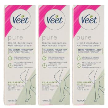 Veet Silk&Fresh liliom illatú Szőrtelenítő krém száraz bőrre 3x100ml kép