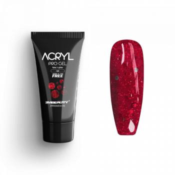 Acryl Pro Gel Flakes 'n Glitter Red - HEMA Mentes Akrilzselé (15g) kép
