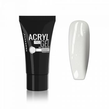 Acryl Pro Gel Shimmer 001 Milky White Glitter - HEMA Mentes Akrilzselé - Tubusos (30g) kép