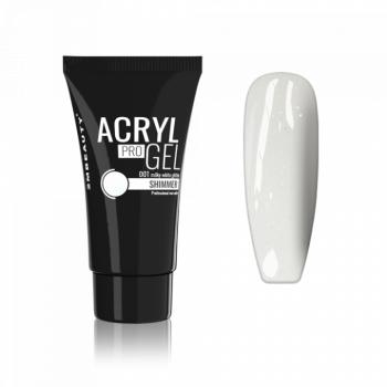 Acryl Pro Gel Shimmer 001 Milky White Glitter - HEMA Mentes Akrilzselé - Tubusos (60g) kép