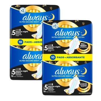 Always Ultra Secure Night Extra szárnyas egészségügyi Betét 2x10db kép
