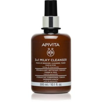 Apivita Cleansing Milk Face & Eyes tisztító tej 3 in 1 az arcra és a szemekre 300 ml kép