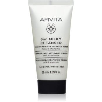 Apivita Cleansing Milk Face & Eyes tisztító tej 3 in 1 az arcra és a szemekre 50 ml kép