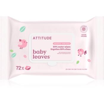 Attitude Baby Leaves Water Wipes nedves törlőkendők illatmentes 72 db kép