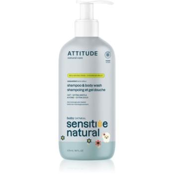 Attitude Sensitive Natural Baby Oatmeal Sampon és lemosó 2 az 1-ben az érzékeny bőrre gyermekeknek 473 ml kép