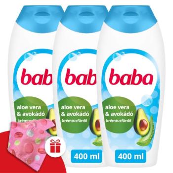 Baba Krémtusfürdő Aloe Vera és Avokádó 3x400ml + Ajándék Baba Hajturbán kép