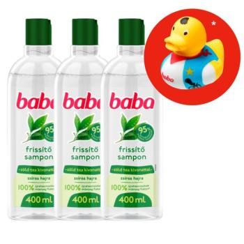 Baba Sampon Zöld Tea Kivonattal Zsíros Hajra 3x400ml + Ajándék Gu...