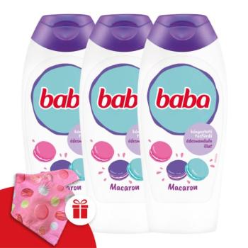 Baba Tusfürdő Édesmandula illat - Macaron 3x400ml + Ajándék Baba... kép