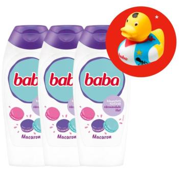 Baba Tusfürdő Édesmandula illat - Macaron 3x400ml + Ajándék Gumikacsa kép