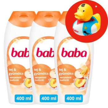 Baba Tusfürdő Tej és Gyümölcs 3x400ml + Ajándék Gumikacsa kép