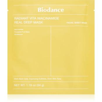 Biodance Radiant Vita Niacinamide Real Deep Mask élénkítő arcmaszk egységesíti a bőrszín tónusait 1 db kép