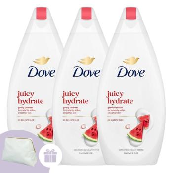 Dove Juicy Hydrate Krémtusfürdő 3x450ml + Ajándék Dove Neszesszer kép