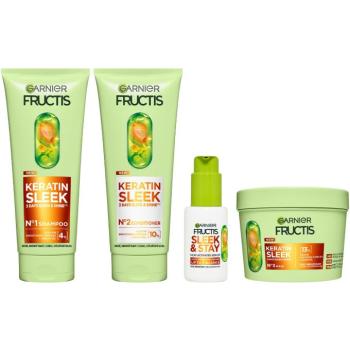 GARNIER Fructis Keratin Sleek Sampon 200 ml + Kondicionáló 200 ml + Hajmaszk 370 ml + Hajszérum 50 ml