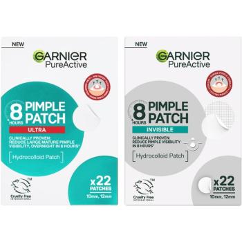 GARNIER Pimple Patch hidrokolloid láthatatlan tapaszok 22 darab + GARNIER Pure Active 8H Ultra 22 da kép