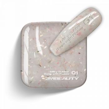 Gel Lack - Milky Rubber Base With Flakes 01 - HEMA Mentes (13 ml) kép