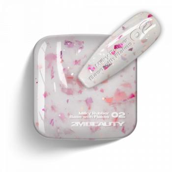 Gel Lack - Milky Rubber Base With Flakes 02 - HEMA Mentes (13 ml) kép