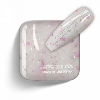 Gel Lack - Milky Rubber Base With Flakes 03 - HEMA Mentes (13 ml) kép