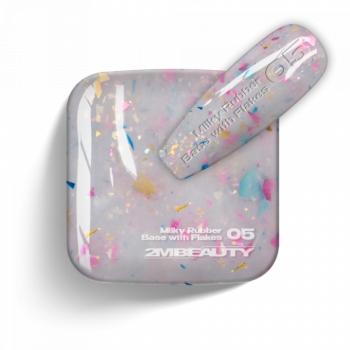Gel Lack - Milky Rubber Base With Flakes 05 - HEMA Mentes (13 ml) kép