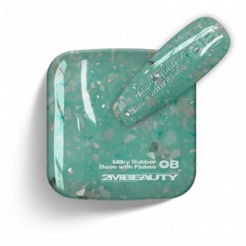 Gel Lack - Milky Rubber Base With Flakes 08 - HEMA Mentes (13 ml) kép