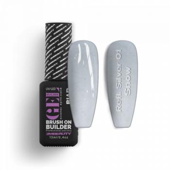 Liquid Polygel BIAB - Reflective Silver 01 - Snow - HEMA Mentes Ecsetes Építőzselé (13 ml) kép