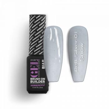 Liquid Polygel BIAB - Reflective Silver 01 - Snow - HEMA Mentes Ecsetes Építőzselé (5ml - mini me)