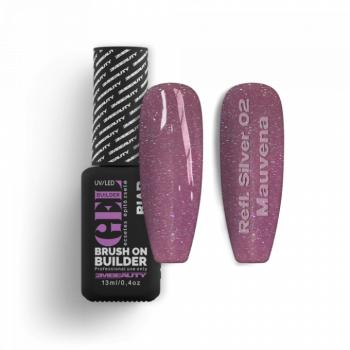 Liquid Polygel BIAB - Reflective Silver 02 - Mauvena - HEMA Mentes Ecsetes Építőzselé (13 ml) kép