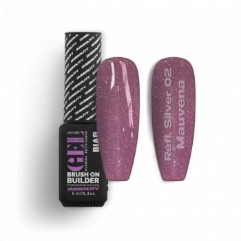 Liquid Polygel BIAB - Reflective Silver 02 - Mauvena - HEMA Mentes Ecsetes Építőzselé (5ml - mini me) kép