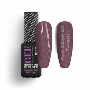 Liquid Polygel BIAB - Reflective Silver 03 - Taupe - HEMA Mentes Ecsetes Építőzselé (13 ml) kép