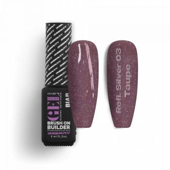Liquid Polygel BIAB - Reflective Silver 03 - Taupe - HEMA Mentes Ecsetes Építőzselé (5ml - mini me) kép