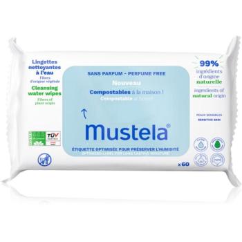 Mustela Compostable at Home Cleansing Wipes Perfume Free tisztító törlőkendő parfümmentes gyermekeknek születéstől kezdődően 60 db kép