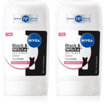 NIVEA Black & White Invisible Clear izzadásgátló stift takarékos kiszerelés kép